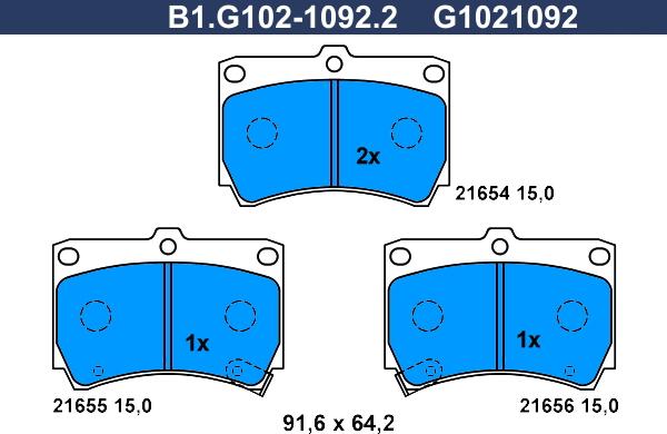 Galfer B1.G102-1092.2 - Kit de plaquettes de frein, frein à disque cwaw.fr