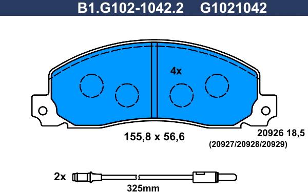 Galfer B1.G102-1042.2 - Kit de plaquettes de frein, frein à disque cwaw.fr