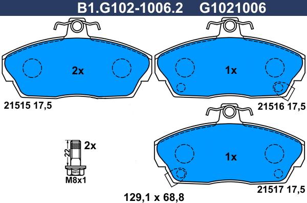 Galfer B1.G102-1006.2 - Kit de plaquettes de frein, frein à disque cwaw.fr