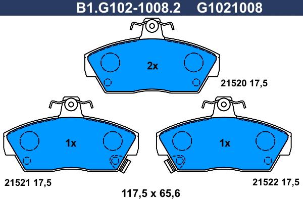 Galfer B1.G102-1008.2 - Kit de plaquettes de frein, frein à disque cwaw.fr