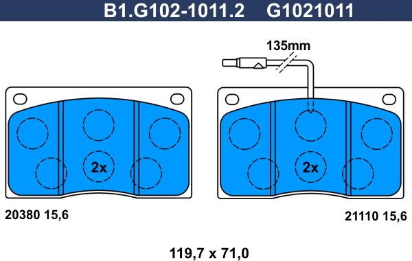 Galfer B1.G102-1011.2 - Kit de plaquettes de frein, frein à disque cwaw.fr