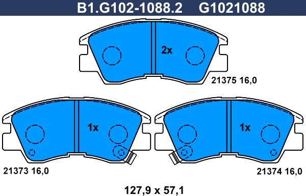 Galfer B1.G102-1088.2 - Kit de plaquettes de frein, frein à disque cwaw.fr