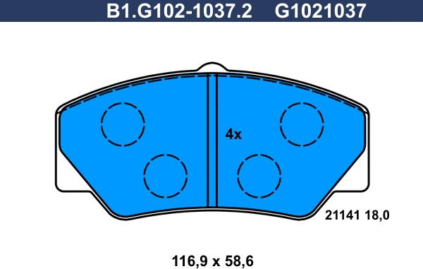 Galfer B1.G102-1037.2 - Kit de plaquettes de frein, frein à disque cwaw.fr