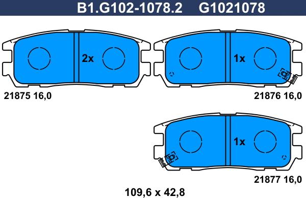 Galfer B1.G102-1078.2 - Kit de plaquettes de frein, frein à disque cwaw.fr