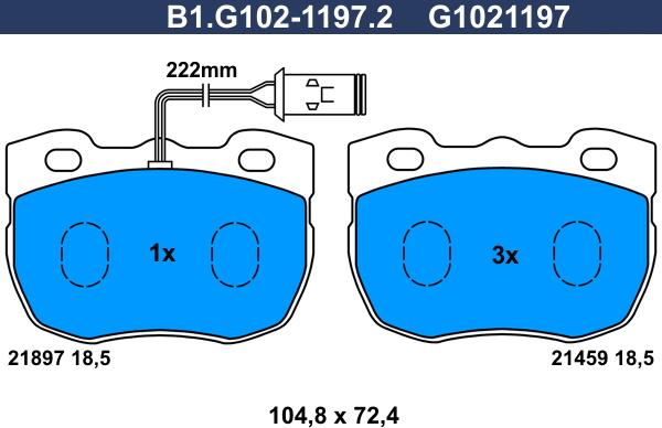 Galfer B1.G102-1197.2 - Kit de plaquettes de frein, frein à disque cwaw.fr