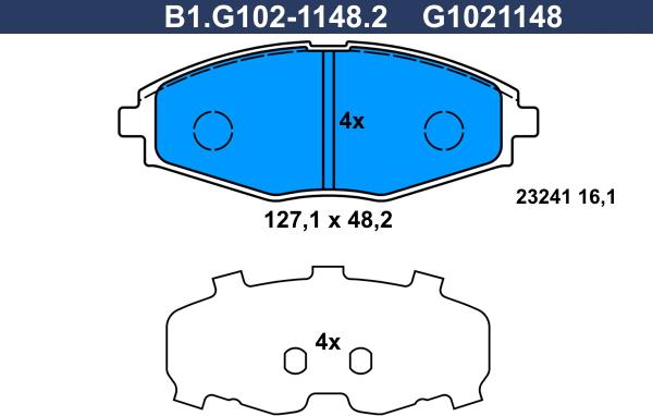 Galfer B1.G102-1148.2 - Kit de plaquettes de frein, frein à disque cwaw.fr