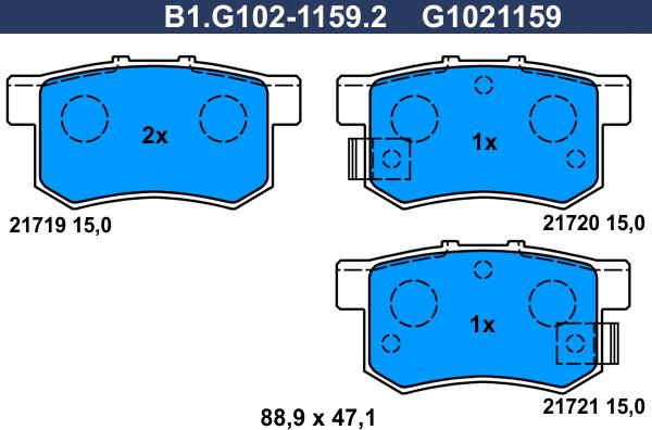 Galfer B1.G102-1159.2 - Kit de plaquettes de frein, frein à disque cwaw.fr