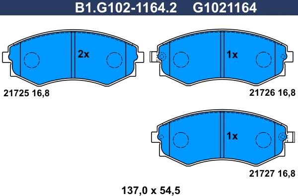 Galfer B1.G102-1164.2 - Kit de plaquettes de frein, frein à disque cwaw.fr