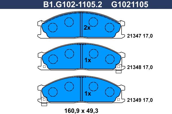 Galfer B1.G102-1105.2 - Kit de plaquettes de frein, frein à disque cwaw.fr