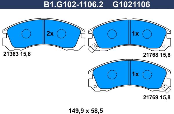 Galfer B1.G102-1106.2 - Kit de plaquettes de frein, frein à disque cwaw.fr