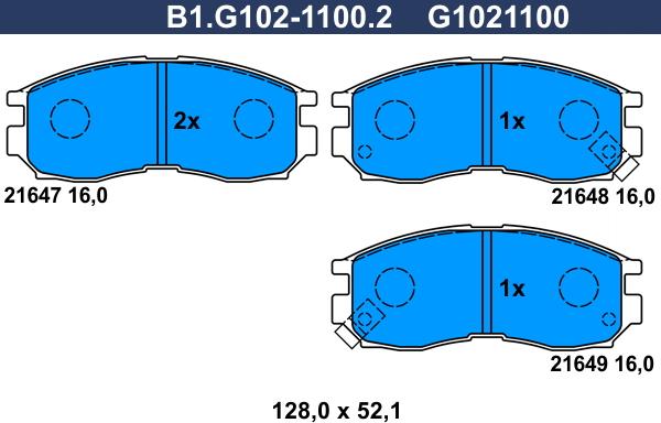 Galfer B1.G102-1100.2 - Kit de plaquettes de frein, frein à disque cwaw.fr