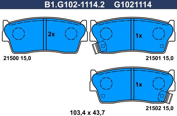 Galfer B1.G102-1114.2 - Kit de plaquettes de frein, frein à disque cwaw.fr