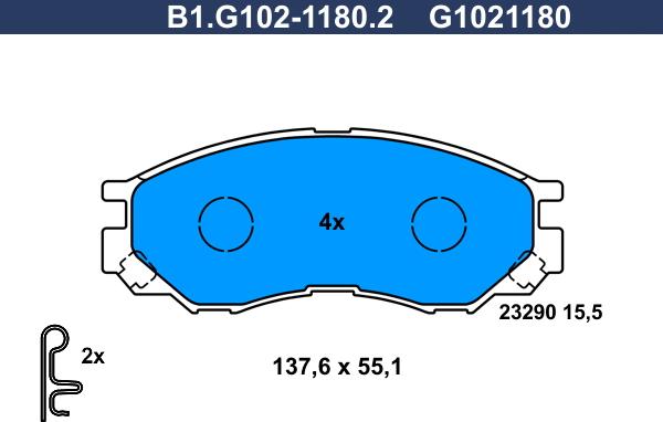 Galfer B1.G102-1180.2 - Kit de plaquettes de frein, frein à disque cwaw.fr