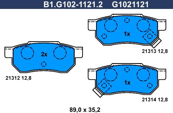 Galfer B1.G102-1121.2 - Kit de plaquettes de frein, frein à disque cwaw.fr