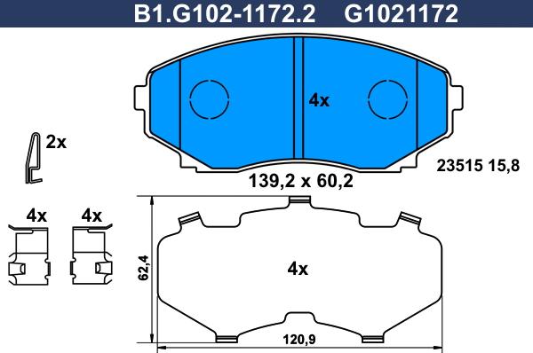 Galfer B1.G102-1172.2 - Kit de plaquettes de frein, frein à disque cwaw.fr