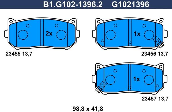 Galfer B1.G102-1396.2 - Kit de plaquettes de frein, frein à disque cwaw.fr