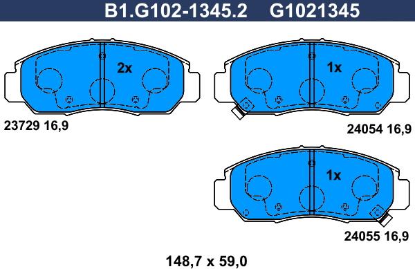 Galfer B1.G102-1345.2 - Kit de plaquettes de frein, frein à disque cwaw.fr