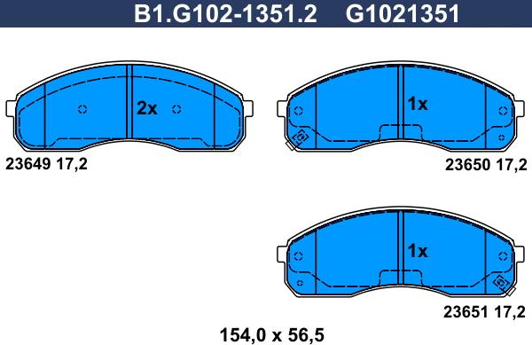 Galfer B1.G102-1351.2 - Kit de plaquettes de frein, frein à disque cwaw.fr