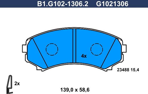 Galfer B1.G102-1306.2 - Kit de plaquettes de frein, frein à disque cwaw.fr