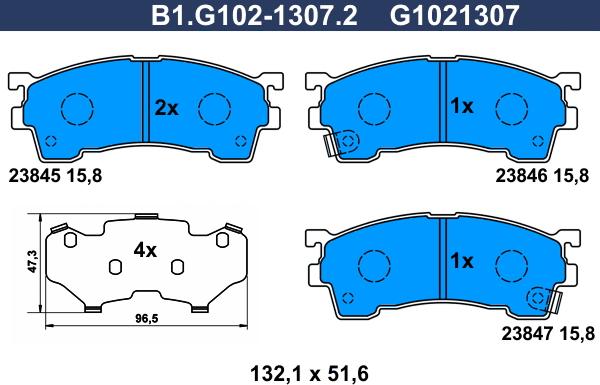 Galfer B1.G102-1307.2 - Kit de plaquettes de frein, frein à disque cwaw.fr