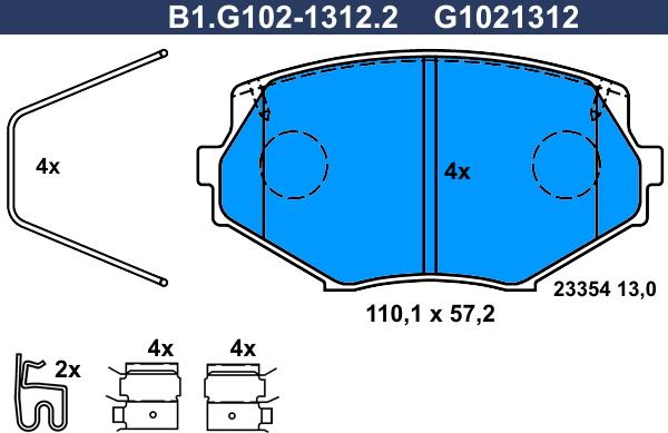 Galfer B1.G102-1312.2 - Kit de plaquettes de frein, frein à disque cwaw.fr