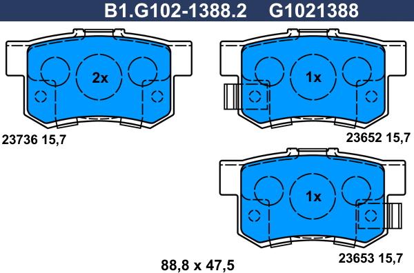 Galfer B1.G102-1388.2 - Kit de plaquettes de frein, frein à disque cwaw.fr