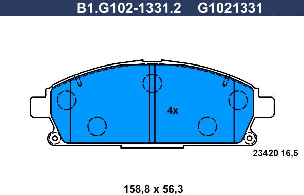 Galfer B1.G102-1331.2 - Kit de plaquettes de frein, frein à disque cwaw.fr