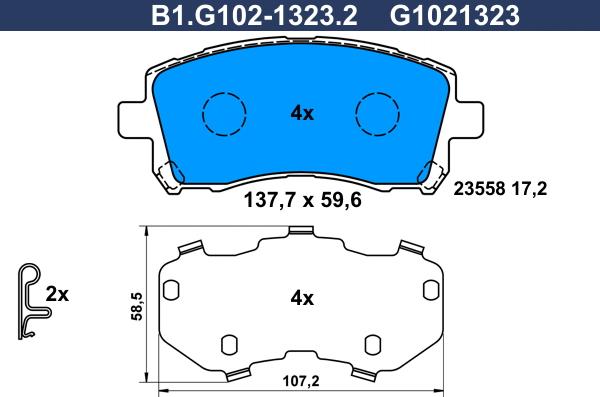 Galfer B1.G102-1323.2 - Kit de plaquettes de frein, frein à disque cwaw.fr