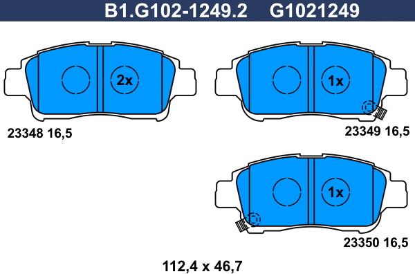 Galfer B1.G102-1249.2 - Kit de plaquettes de frein, frein à disque cwaw.fr