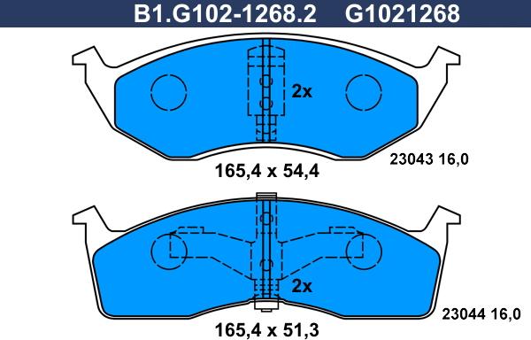 Galfer B1.G102-1268.2 - Kit de plaquettes de frein, frein à disque cwaw.fr