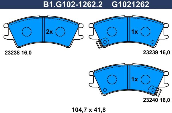 Galfer B1.G102-1262.2 - Kit de plaquettes de frein, frein à disque cwaw.fr