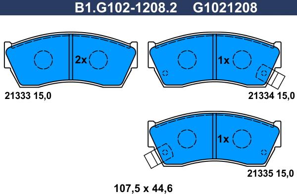 Galfer B1.G102-1208.2 - Kit de plaquettes de frein, frein à disque cwaw.fr