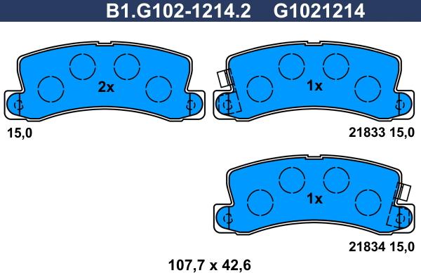 Galfer B1.G102-1214.2 - Kit de plaquettes de frein, frein à disque cwaw.fr