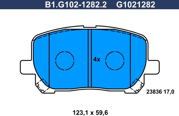 Galfer B1.G102-1282.2 - Kit de plaquettes de frein, frein à disque cwaw.fr