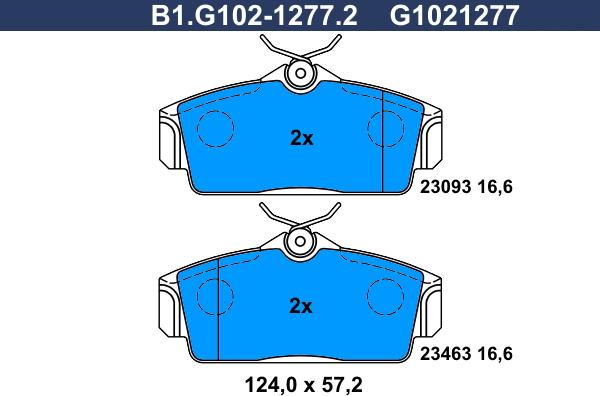 Galfer B1.G102-1277.2 - Kit de plaquettes de frein, frein à disque cwaw.fr