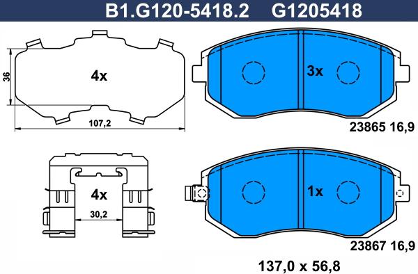 Galfer B1.G120-5418.2 - Kit de plaquettes de frein, frein à disque cwaw.fr