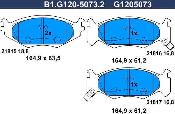 Galfer B1.G120-5073.2 - Kit de plaquettes de frein, frein à disque cwaw.fr