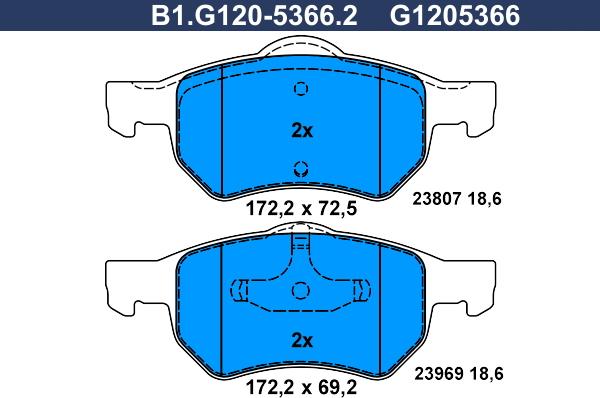 Galfer B1.G120-5366.2 - Kit de plaquettes de frein, frein à disque cwaw.fr