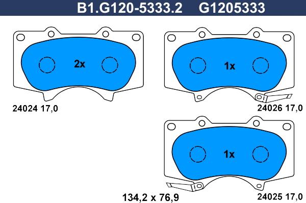 Galfer B1.G120-5333.2 - Kit de plaquettes de frein, frein à disque cwaw.fr