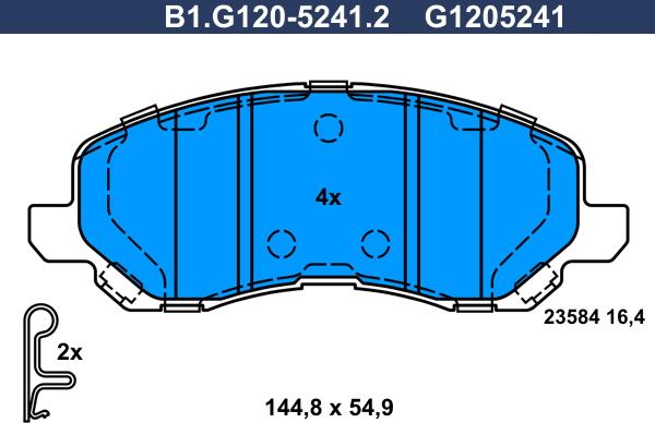 Galfer B1.G120-5241.2 - Kit de plaquettes de frein, frein à disque cwaw.fr