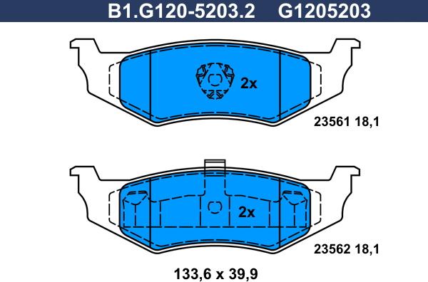 Galfer B1.G120-5203.2 - Kit de plaquettes de frein, frein à disque cwaw.fr