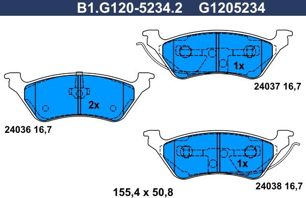 Galfer B1.G120-5234.2 - Kit de plaquettes de frein, frein à disque cwaw.fr