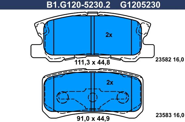 Galfer B1.G120-5230.2 - Kit de plaquettes de frein, frein à disque cwaw.fr