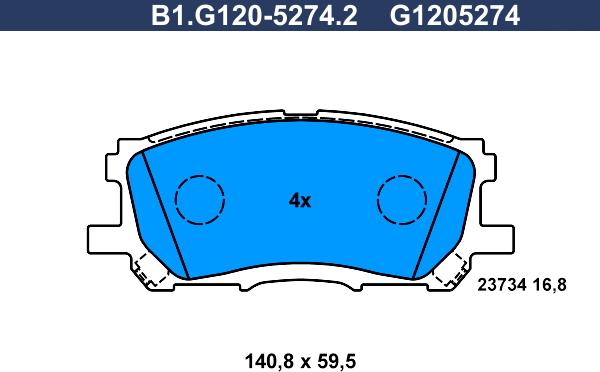 Galfer B1.G120-5274.2 - Kit de plaquettes de frein, frein à disque cwaw.fr