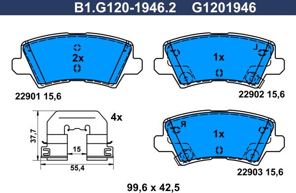 Galfer B1.G120-1946.2 - Kit de plaquettes de frein, frein à disque cwaw.fr