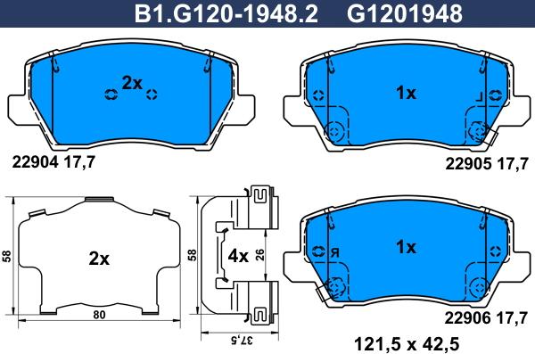 Galfer B1.G120-1948.2 - Kit de plaquettes de frein, frein à disque cwaw.fr