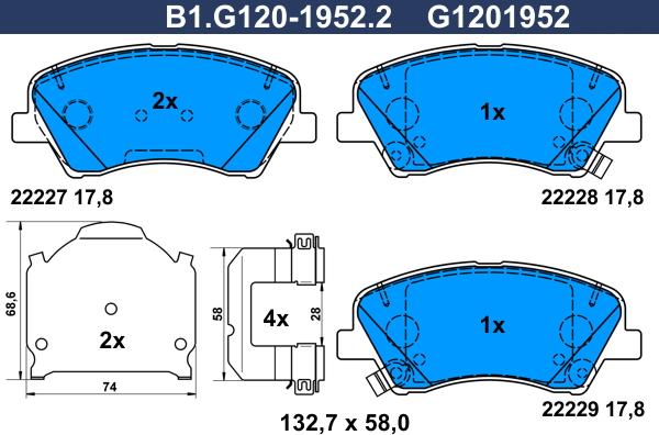 Galfer B1.G120-1952.2 - Kit de plaquettes de frein, frein à disque cwaw.fr