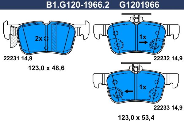 Galfer B1.G120-1966.2 - Kit de plaquettes de frein, frein à disque cwaw.fr