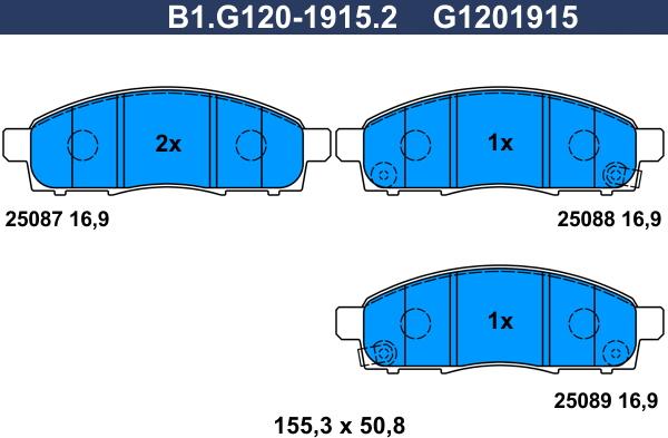 Galfer B1.G120-1915.2 - Kit de plaquettes de frein, frein à disque cwaw.fr