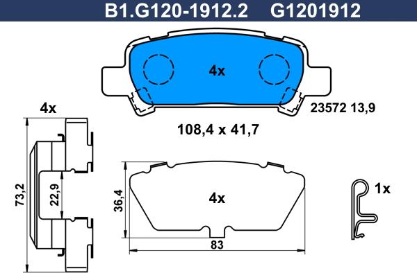 Galfer B1.G120-1912.2 - Kit de plaquettes de frein, frein à disque cwaw.fr